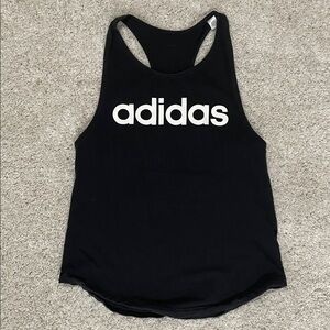 Adidas Women's Black and White Logo Tank Top